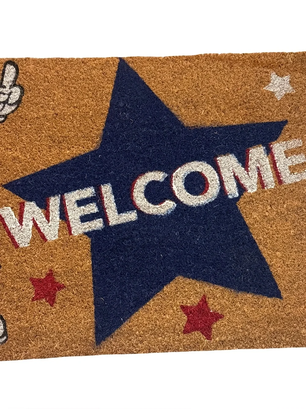 Disney Mickey Mouse 4th July Welcome Doormat Brown Navy Red White 18x30 Outsoor